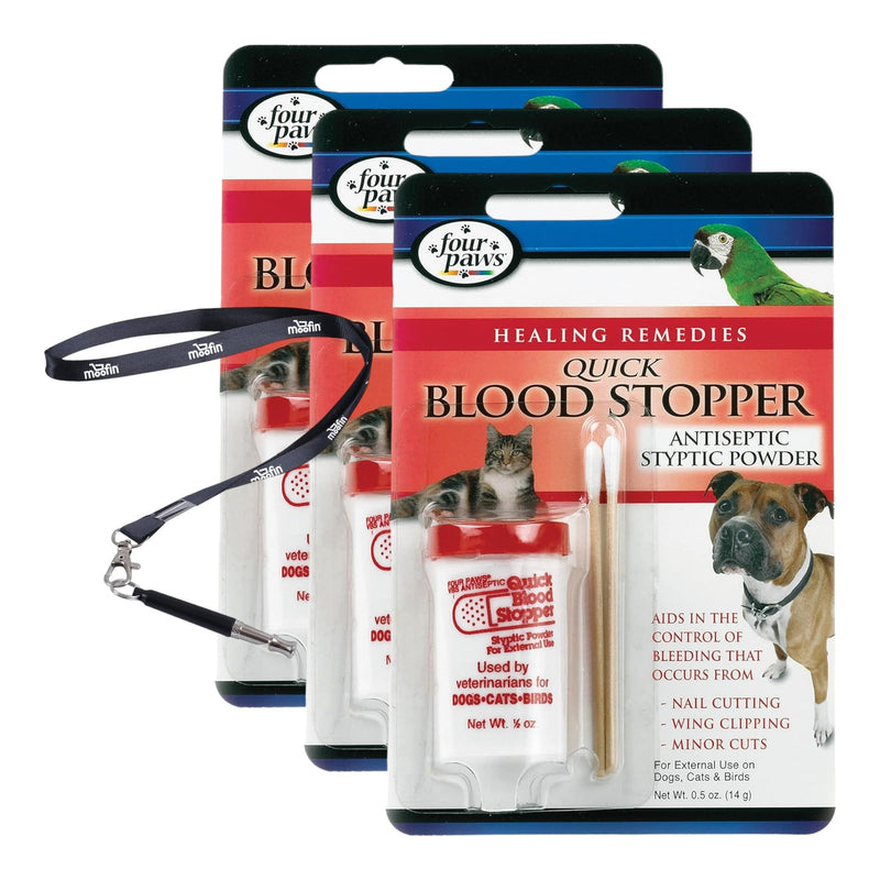 Quick Blood Stopper, Fast-Acting Clotting Formula, 5 oz - Pet First Aid for Minor Cuts & Wounds, Quick Stop Bleeding for Dogs with Moofin SS Pet Training Whistle, Easy-to-Apply ~ [Pack of 3 - BeesActive Australia