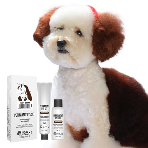 OPAWZ Permanent Dog Hair Dye, Pet Hair Dye Safely Used by Grooming Salons for a Decade, Pet Safe Dye Lasts Over 20 Washes, Bright Color for Dogs and Horses (Teddy Brown) Teddy Brown
