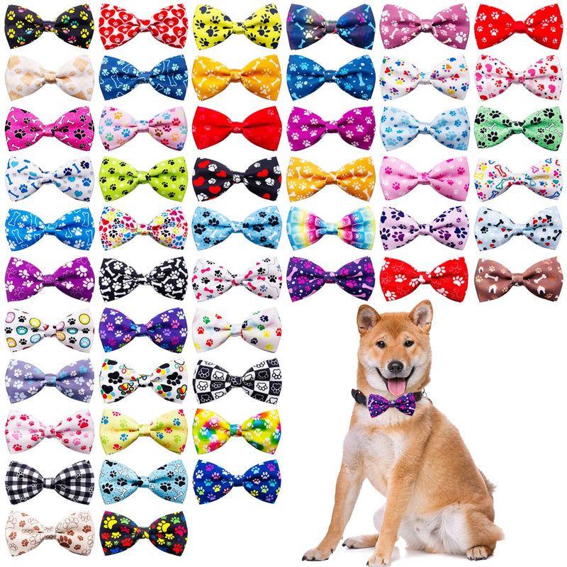 PET SHOW 50pcs Paw Bone Printed Small Dogs Bowties Collar Attachment Bows Embellishment Medium Dog Puppies Cats Collar Charms Accessories Bulk Slides Bow Ties for Birthday Wedding Parties, M/L 50pcs/bowties - BeesActive Australia