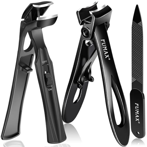 Toenail Clippers for Seniors for Thick Toenails with Wide Opening, Heavy Duty Angled Nail Clippers for Men with Long Handle, Large Fingernail Clippers with Catcher Gifts for Men Women Adults Black Set