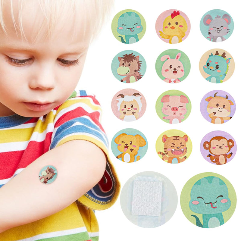 Bandages Mini Round Bandages Water Resistant Wound Care Vaccine Patch Small Self Adhesive Breathable First Aid Bands,Cartoon Print,100Pcs