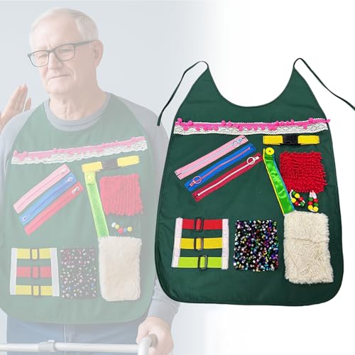 Elderly Sensory Apron, Fidget Blanket for Dementia Alzheimer, Calming Anxiety Relief Aids for Comfort & Stimulation