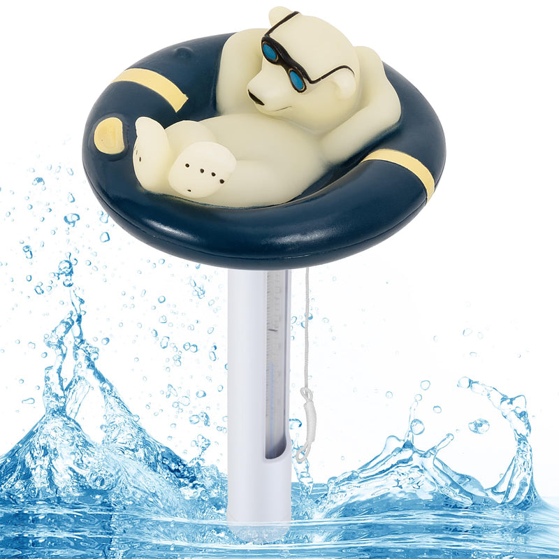 Pool Thermometer Floating Easy Read, Leisurely Polar Bear Water Thermometer for Ice Bath with String, for Outdoor & Indoor Swimming Pools, Spas, Hot Tubs & Aquariums Blue - BeesActive Australia