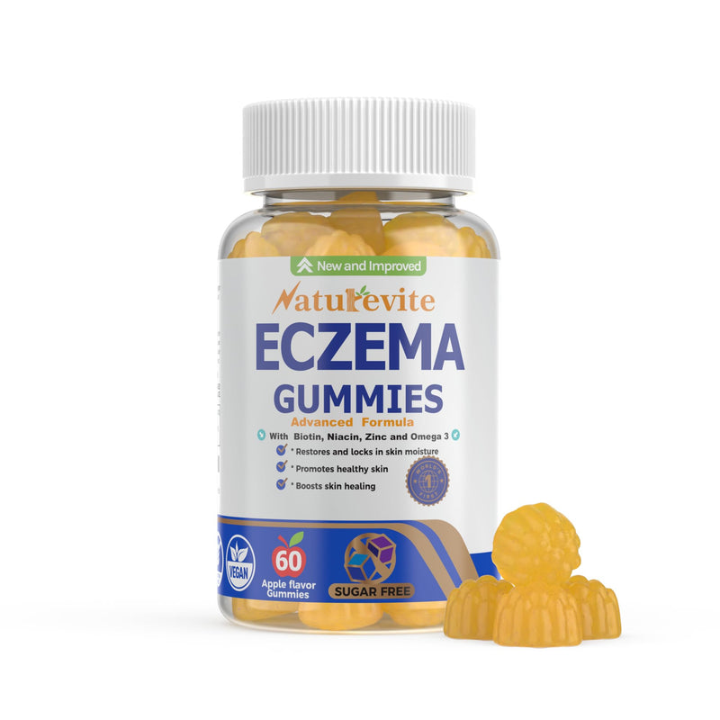 Eczema Treatment Gummies — Sugar-free, USA-Made Eczema Treat (60 Gummies) | 3X Effective, 20+ Vitamins to Support Skin Health, Helps Soothe Itching & Redness - Eczema, Psoriasis, Rosacea & Dermatitis