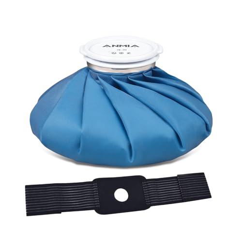 ANMIA Ice Pack Bags with Wrap for Injuries Reusable, Cold Pack Water Bag Hot Bag for Pain Relief, Leak-Proof Elastic Ice Bag, Size 9'' 9" with Wrap