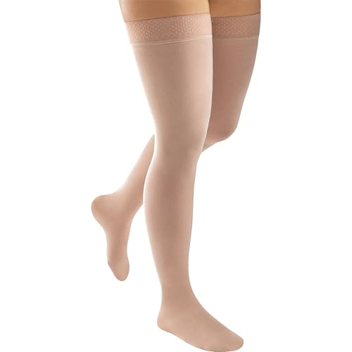 JOBST ACTIVA Opaque 20-30 mmHg Compression Socks Thigh High Closed Toe Large Silky Beige