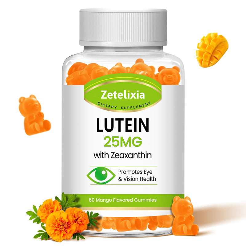 Lutein Gummies 25mg - Eye Vitamins Lutein & Zeaxanthin Eye Health Supplements for Adults,Sugar Free Eye Health Gummies Supplement - Support Vision,Macular,Blue Light Filtering (60 Count) 60 Count (Pack of 1)