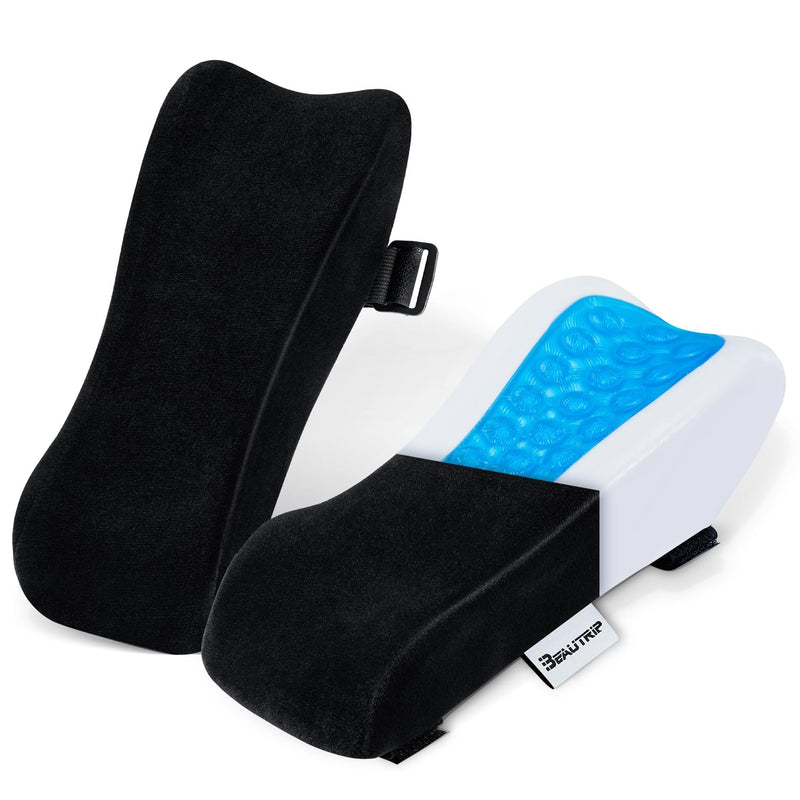 BEAUTRIP Ergonomic Armrest Pads- Office Chair Arm Rest Cover Pillow - Elbow Support Cushion for Computer, Gaming and Desk Chairs (Set of 2) Black With Gel_velvet