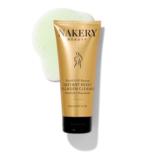 Nakery Face Cleanser for Women, Youth Revealer Facial Wash with Collagen, 10-in-1 Exfoliating Moisturizer for Dry and Textured Skin, Hydrating Formula for Smooth Plump Complexion Unscented