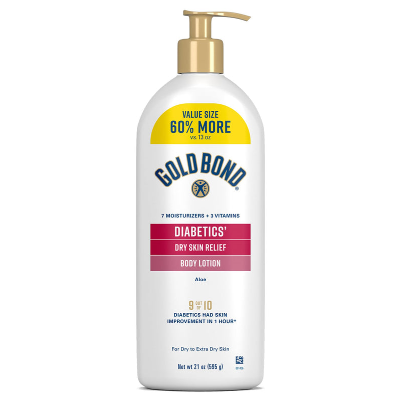Gold Bond Diabetic Body Lotion, Dry Skin Relief with Vitamin E & Aloe to Soothe & Moisturize Flaky, Rough Skin, Value Size, 21 oz 21 Fl Oz (Pack of 1) - BeesActive Australia