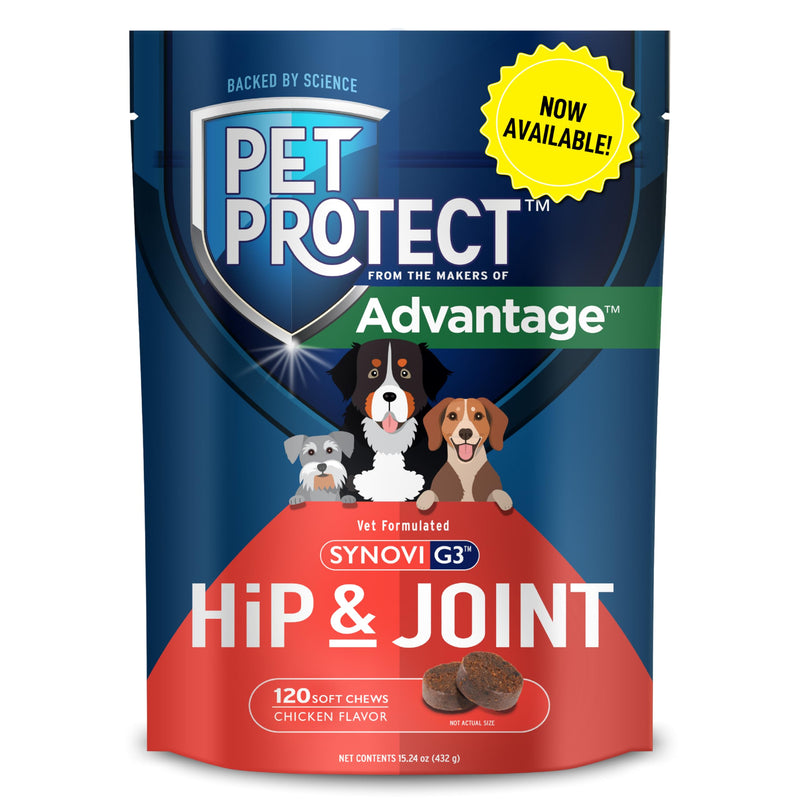 Pet Protect from The Makers of Advantage Vet-Formulated Hip & Joint Supplement for Dogs | 120 Chews - PawsPlanet Australia