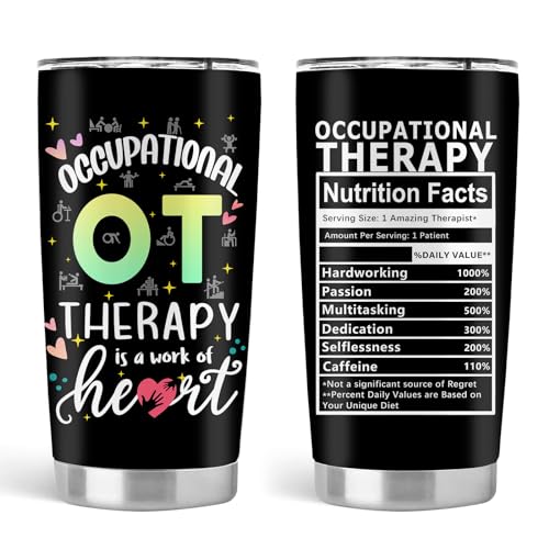 Occupational Therapist Appreciation Tumbler - Stainless Steel Coffee Mug With Lid and Straw, 20 OZ - Retirement Gift for Women OT 19.6 Ounces