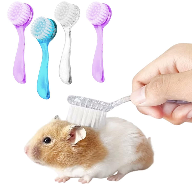 4 Pack Hamster Brush - Small Animal Bath Brush with Lid Soft Cleansing Brush Massage Combs for Hedgehog Guinea Pig Rabbit Chinchilla Ferret Small Animal Grooming Tool Cleaning Supplies-Random Color - BeesActive Australia