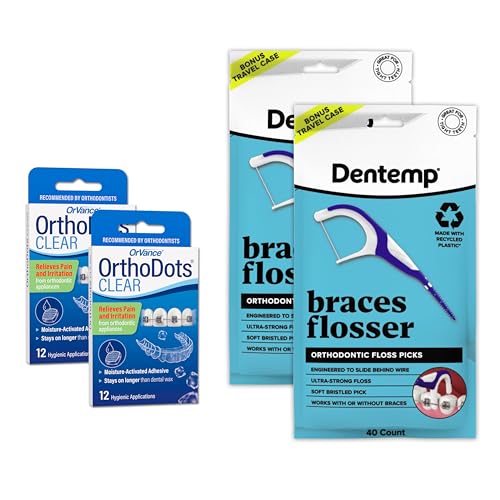 ORVANCE Braces Flosser 2 Pack & OrthoDots Clear 2 Pack – Clean and Protect Your Orthodontics