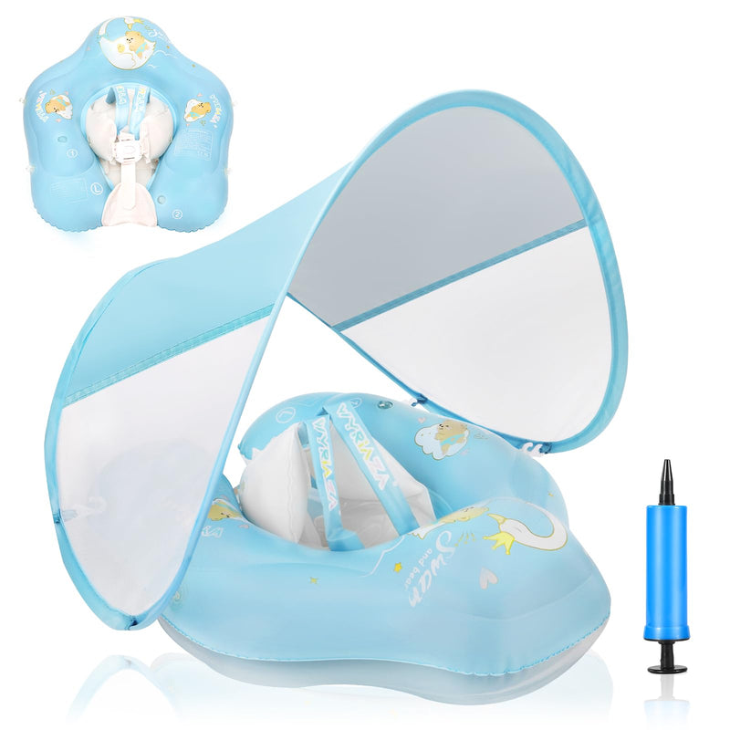 Loowarts Baby Pool Float with Canopy and Safety Seat,Infant Swim Float & Pool Float & Baby Water Float & Swimming Floats UPF50+ UV Protection for Kids from 3 to 36 Months.(S:3-12 Month/L:6-36 Month) Small (3-12 month)