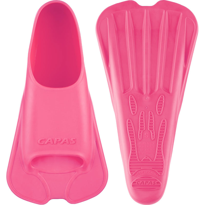 CAPAS Swim Training Fins Comfortable Silicone Lap Swimming Short Blade Floating Flippers with Mesh Bag for Adult Men Women Build Leg Strength M (US Male 7.5-8.5 US Female 8.5-9.5) Warm Pink