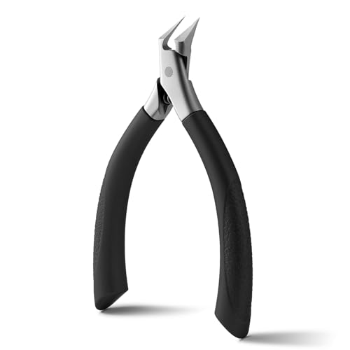 FVION Toenail Clippers for Ingrown Toenail, Straight Nail Clippers for Ingrown Toenails, Professional Ingrown Toenail Treatment for Adults, Seniors, Men and Women (Black) Black
