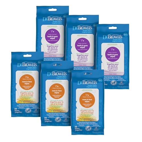 Dr. Brown's Healthy Wipes for Baby, Tooth/Gum + Nose/Face, 180 Count