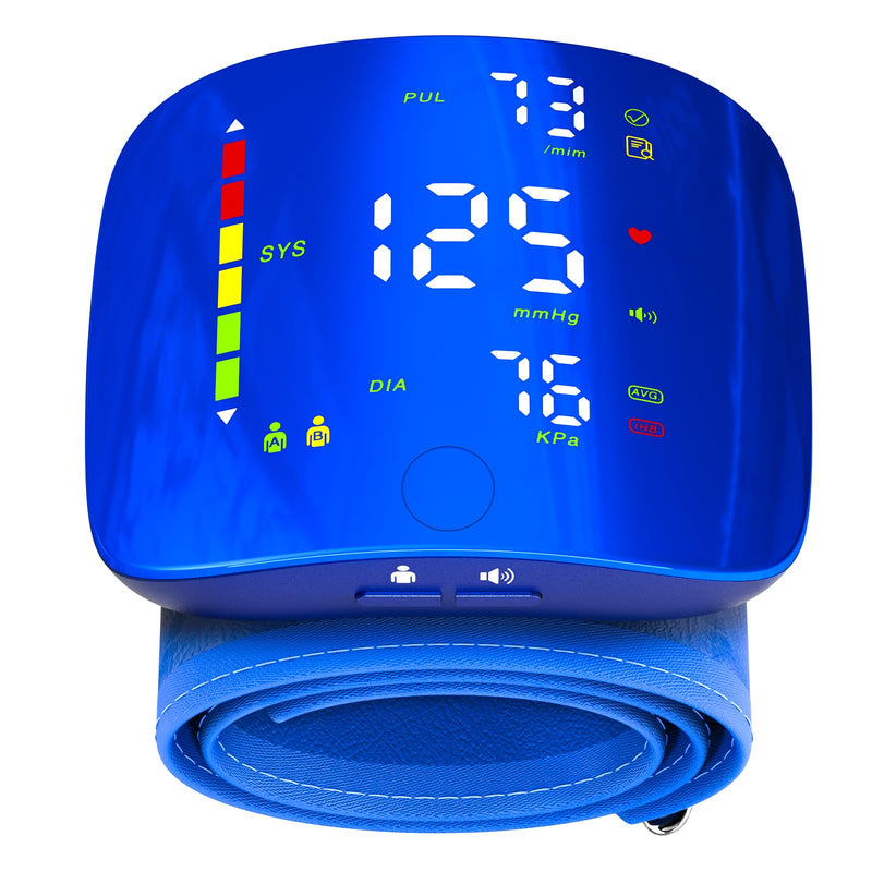 Wrist Blood Pressure Monitor, Rechargeable Blood Pressure Cuff with Large LED Screen - 2 * 99 Sets of Memory, One-Button Turn On/Off Voice & Switch User - BeesActive Australia