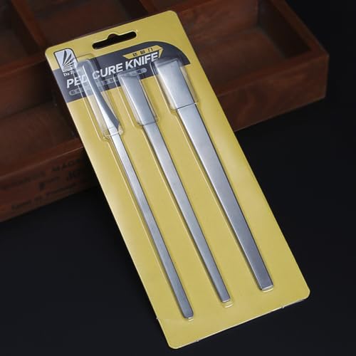 Stainless steel ingrown toenail pedicure knife set,professional foot skin scraper repair sharp blade kit for nail corn callus paronychia treatment. (3), Silver