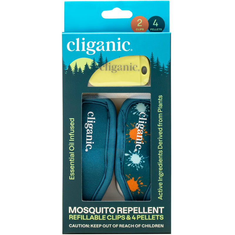 Cliganic Mosquito Repellent Pack (2 Clips + 4 Refill Pellets) - Natural DEET-Free, Essential Oil Infused 2 Count (Pack of 1)