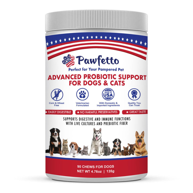 Advanced Probiotic Support for Dogs & Cats. Combination of Prebiotics & Probiotics Easily Digestible, Great Duck Flavour That Your Pets Will Love. Perfect for Your Pampered Pet (90 Chews) - PawsPlanet Australia