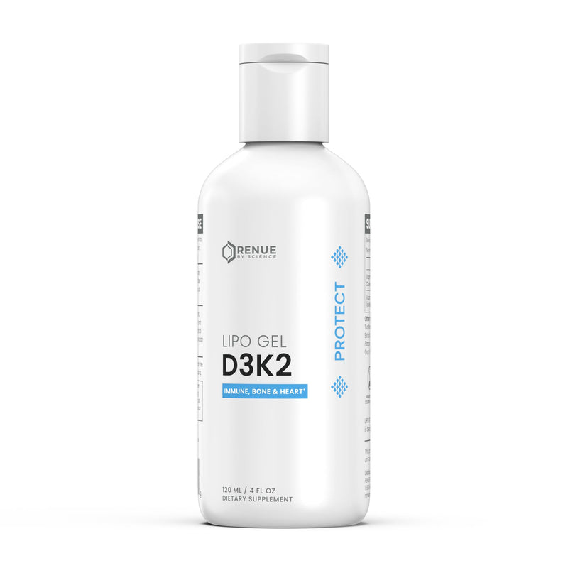 Renue By Science Vitamin D3 K2 Gel | High Strength Liposomal D3 K2 Supplement | 120ml Vitamin D K2 Gel - 2500IU Vitamin D3 & 200mcg Vitamin K2 per Serving | Non-GMO & Allergen Free | Made in the USA