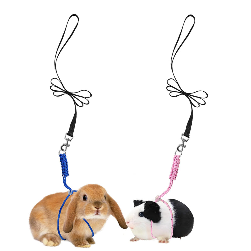 Handmade Figure 8 Harness and Leash for Ferrets/Bearded Dragons/Guinea Pigs/Rats/Chinchillas/Reptiles/Birds/Squirrels/Small Animals Pets up to 15lb Blue+Pink - BeesActive Australia