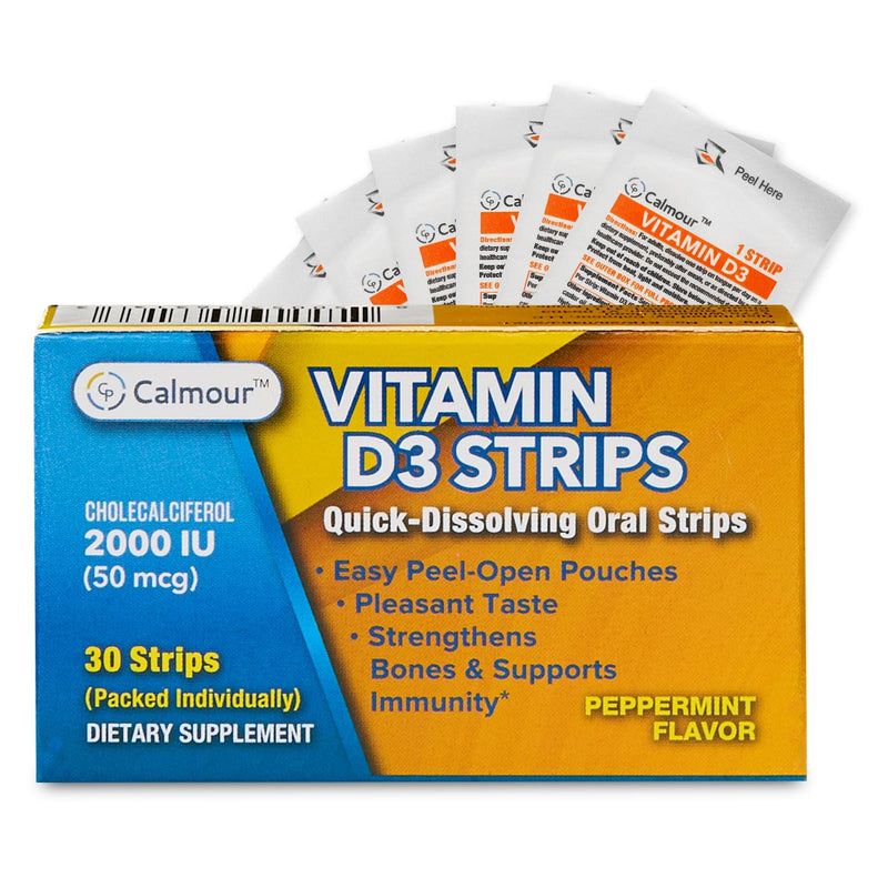 Vitamin D3 Strips 30 Pack| 2000 IU Oral Dissolvable D3 Vitamin Strips | Peppermint Flavor Melts on Your Tongue in 30 Seconds | Boost Immunity & Enhance Mental Focus with Vitamin D3 2000 30 Count (Pack of 1)