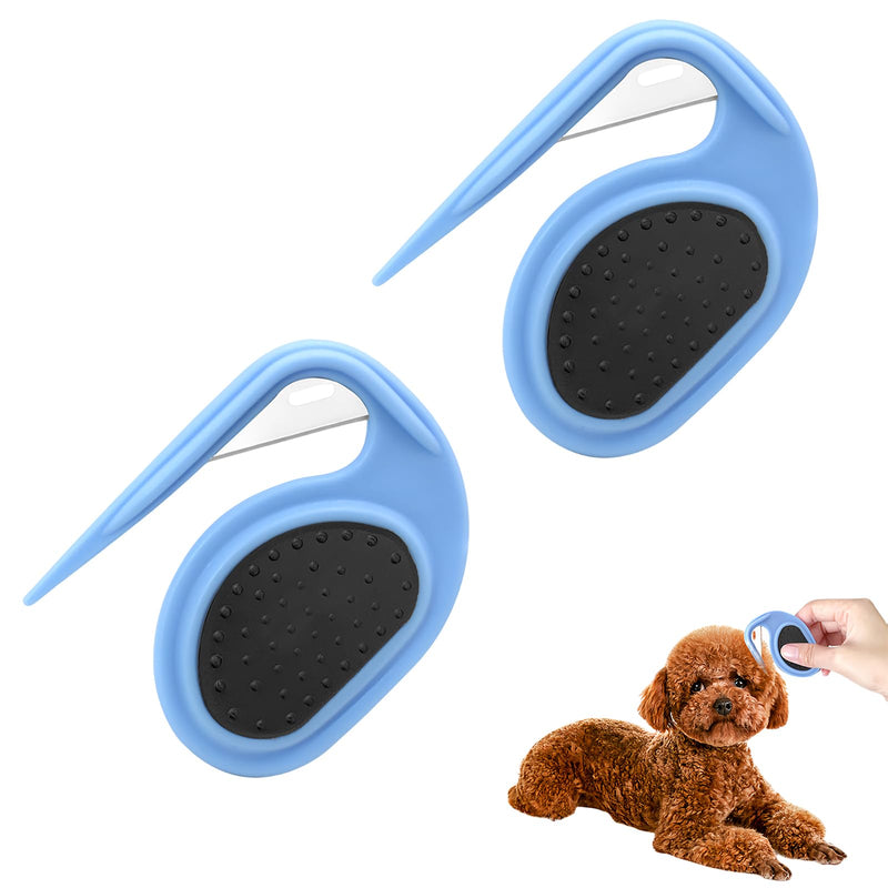 2PCS Pet Knotting Comb, 3 in 1 Knotting Comb Pet Grooming Tool, Small and Sharp, for Removing Tangled and Loosse Hair (Blue*2) Blue*2 - BeesActive Australia