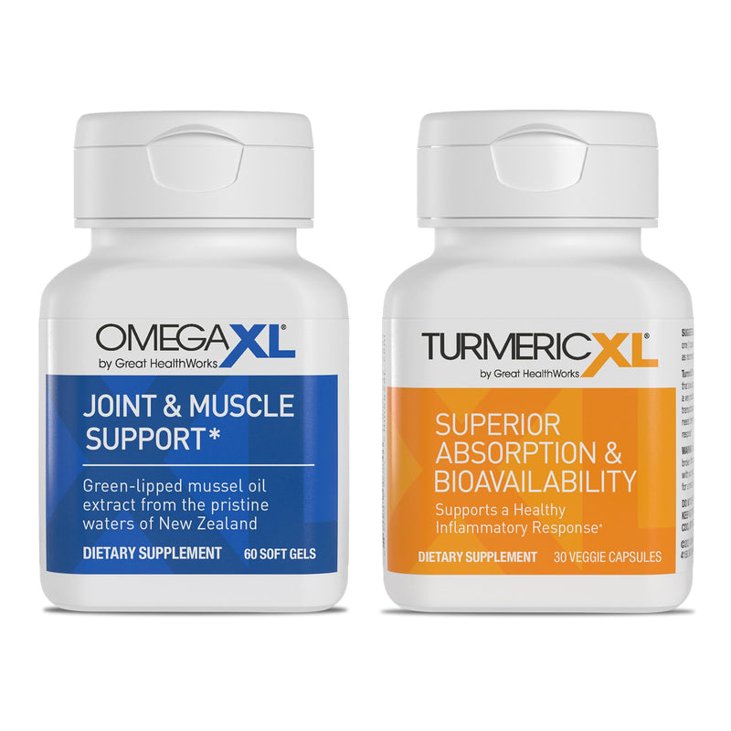 OmegaXL Powerful Joint and Muscle Support Supplement (60 Count) & TurmericXL Healthy Inflammatory Response Supplement (30 Count) 1 Count (Pack of 2) - BeesActive Australia