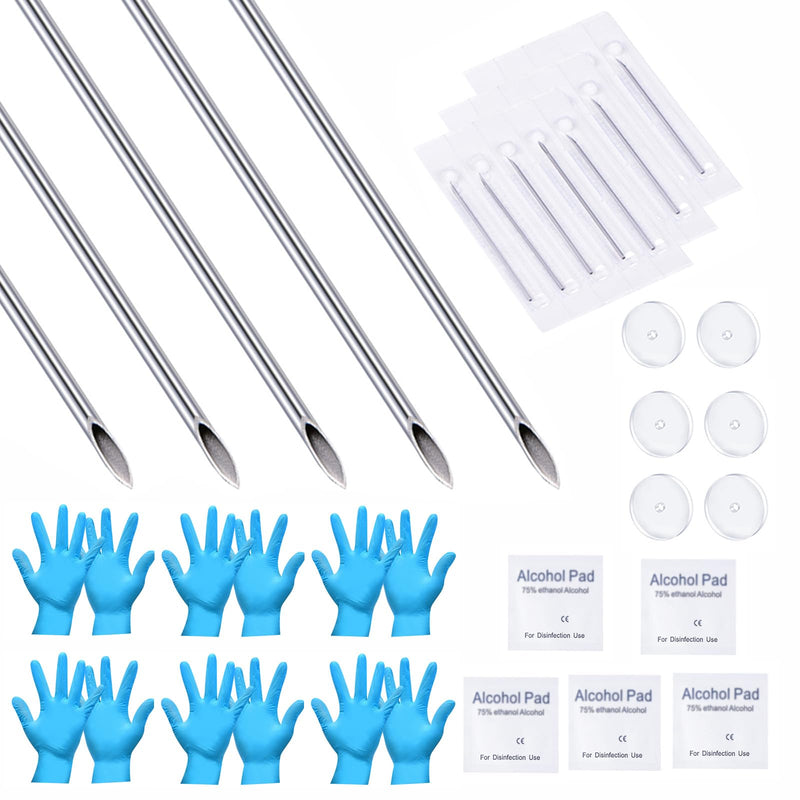 QWALIT Piercing Needle Kit - Ear & Belly Button Piercing Set 20G, 18G, 16G, 12G, 14G D1-16 gauge - BeesActive Australia