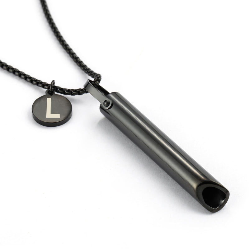 Stainless Steel Breathing Necklace,Mindful Breathlace Nnecklace,Strong Chain - Breathing Necklace for Breathwork,Anxiety Stress Relief Meditation Tools Black L - BeesActive Australia