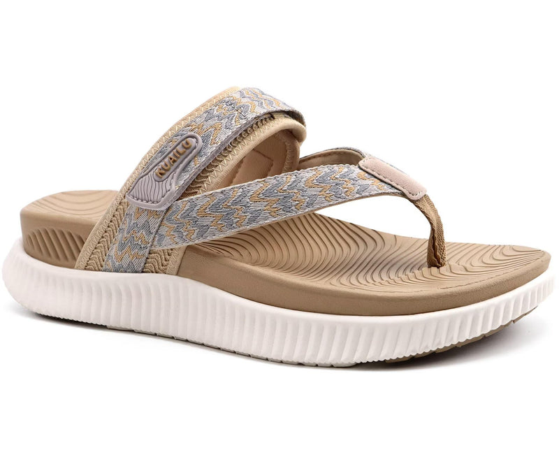 KuaiLu Womens Arch Support Flip Flops & Sandals Thick Athletic Cushion 7 Beige