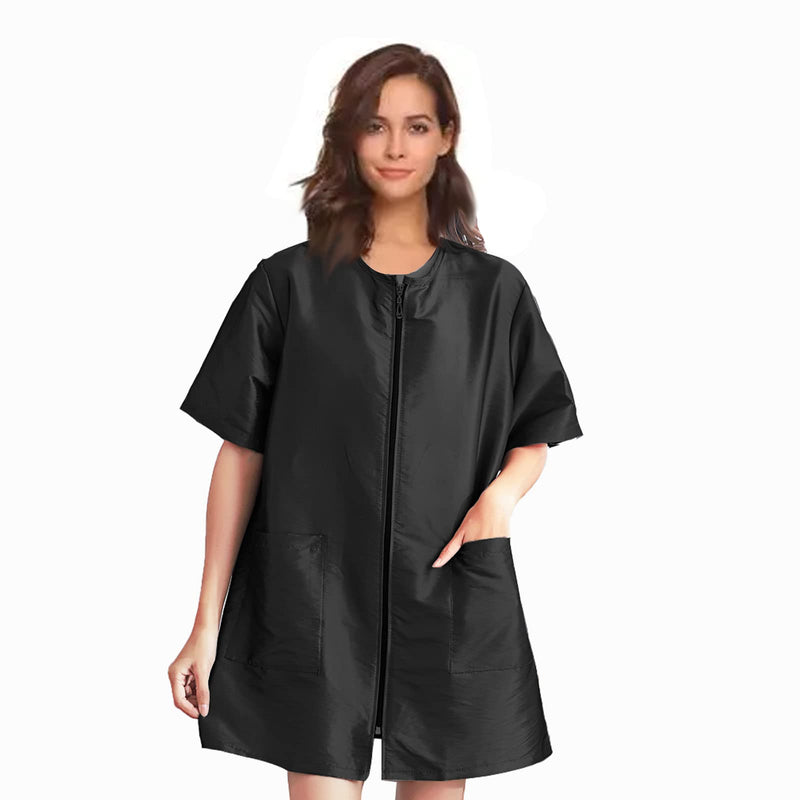 Gliitatu Dog Grooming Smock with Full Zipper, Non-Sticky Hair Groomer Smock Cosmetic Smock Hair Stylist Barber Jacket (3XL,Black) type-B 3X-Large - BeesActive Australia