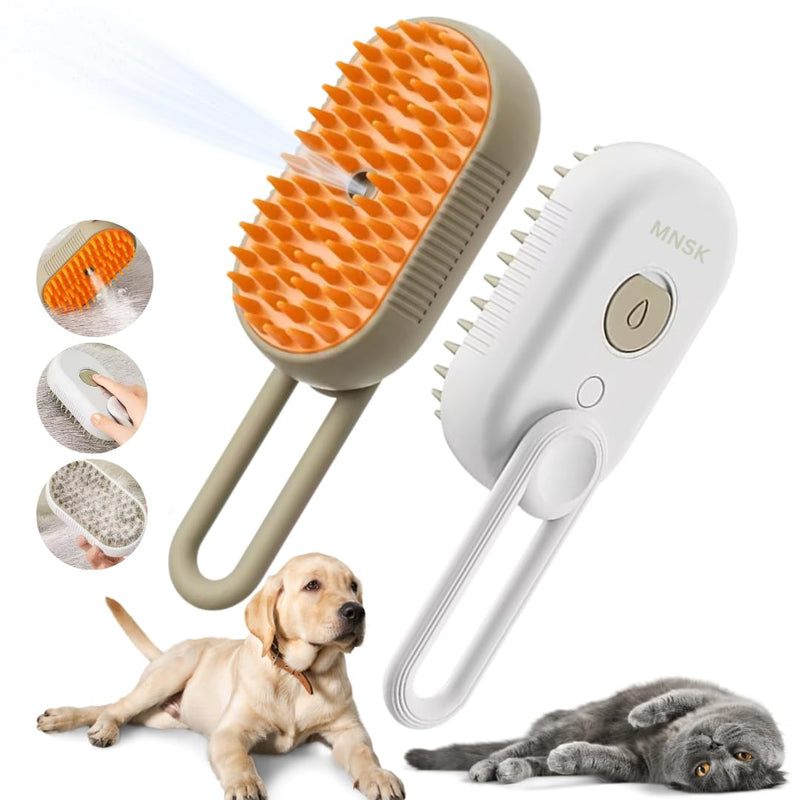 Cat Steam Brush - 3 in 1 Cat Steamy Brush, Steamy Silicone Massage Grooming Brush for Cat and Dog, Steamer Brush for Massage, Tangled And Hair Loss Remover (Cream) Cream - BeesActive Australia