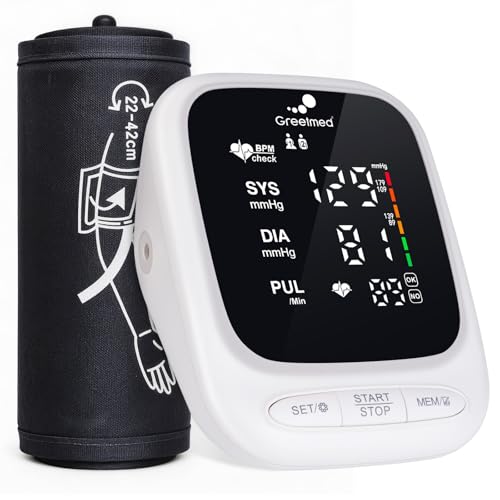 Blood Pressure Monitor Upper Arm Automatic Talking Blood Pressure Cuff, Rechargeable Blood Pressure Machine for Home Use Digital Led Display, Adjustable 8.7"-16.5" Large BP Cuff Dual User Model