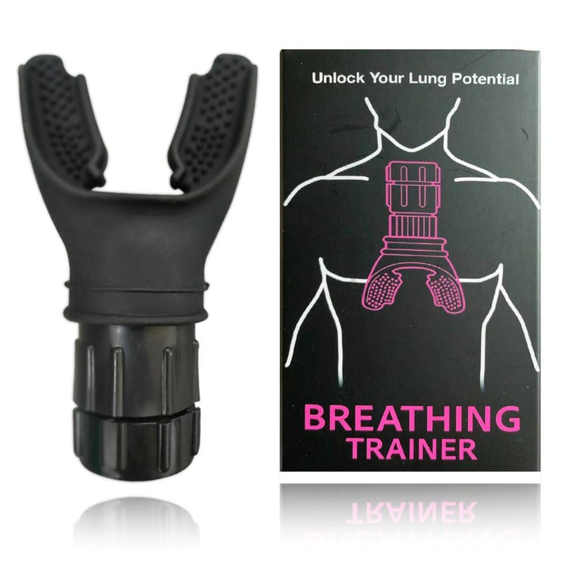 Breathing Trainer, Portable Muscle Trainer with Adjustable Resistance, Compact Lung Exercise Device, Detachable for Easy Cleaning Black - BeesActive Australia