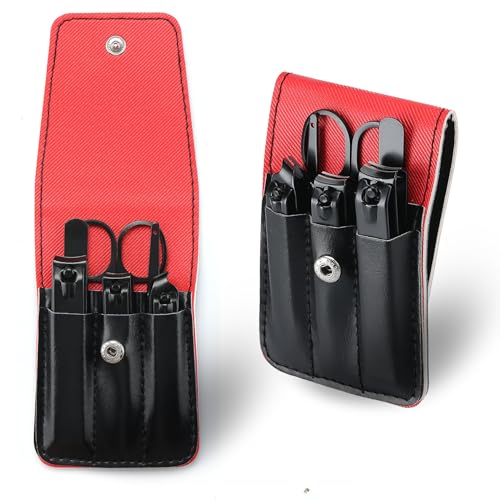 Manicure Kit for Men & Teen Boys, Nail Clipper Set Travel Grooming Gift Black