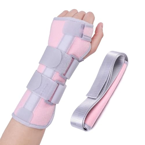 Wrist Brace for Carpal Tunnel Night Support, Adjustable Wrist Support with Left Hand, Carpal Tunnel Relief Wrists Splint for Work, Hand Brace for Men and Women(Left-Pink) Pink