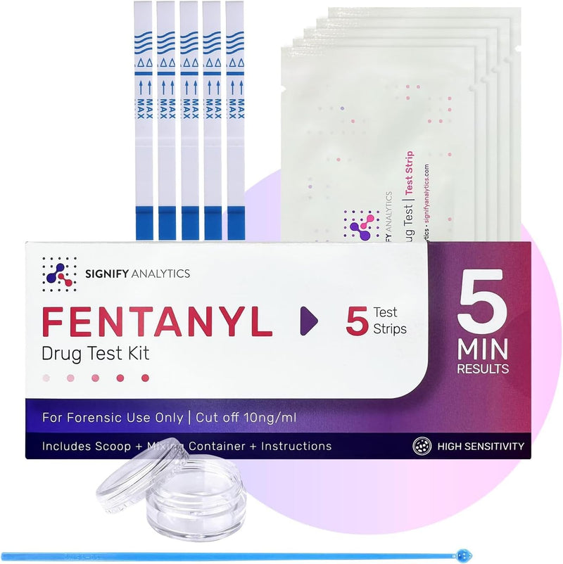 Signify Analytics Fentanyl Test Kit for Pills, Powders, and Liquids | Includes 5 Fentanyl Test Strips | Signify Analytics Ultra-Sensitive Fentanyl Test Strips for Drug Testing - BeesActive Australia