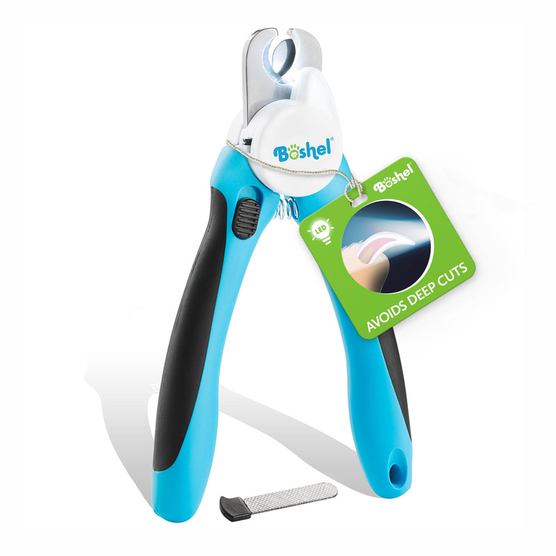 BOSHEL LED Dog Nail Trimmers, Large Dog Nail Clippers with Light & Safety Guard, Avoid Over Cutting Nails, Sharp Nail Clippers for Dogs, Professional Dog Nail Clipper, Dog Nail Trimmer with Nail File