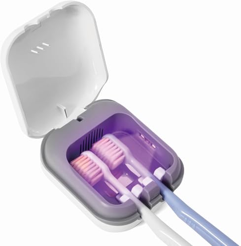 Toothbrush Sanitizeri Case with U V-C Lights, Dryer Heating, Fan Drying - Rechargeable Portable Toothbrush Cover, Hook Wall Mount Sterilizeri Box for Home, Travel & Fits All Toothbrushes White 2