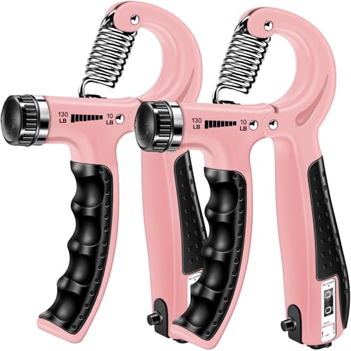 HiKeep Grip Strength Trainer (2 Pack), Finger Wrist Hand Grip Strengthener Pink