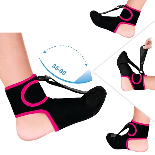 Wixen Plantar Fasciitis Night Splint Quick Relief Plantar Fasciitis Braces for Men Women, Adjustable Night Splint For Plantar Fasciitis Women Men, Achilles Tendonitis Ankle Pain Relief (Pink, Medium) Pink
