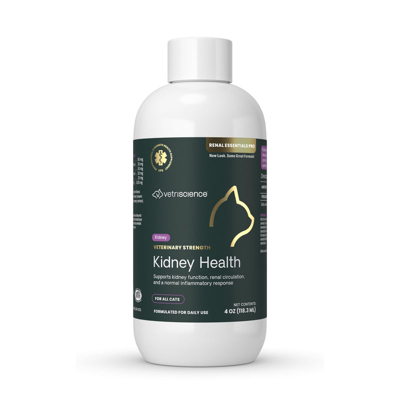 VetriScience Renal Essentials Pro Liquid - Kidney Functions & Maintenance Support Supplement for Cats - Health Supplement Aids Renal Blood Flow - Liquid Kidney Care Aid for Felines - 4 oz