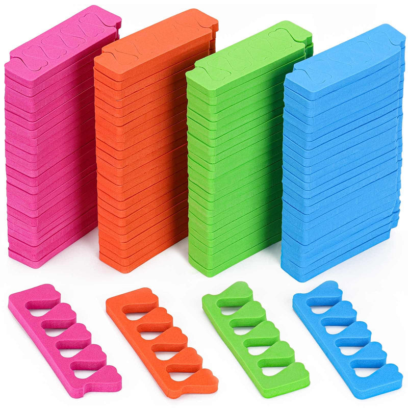 200pcs Sponge Toe Separators Pedicure Set for Nail Polish- Premium Nail Art Painting and Polishing Tool Kit, 4 Funy Color Multicolor