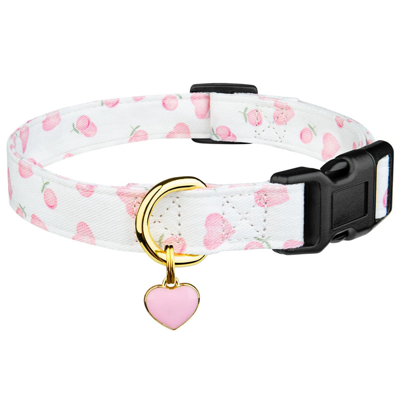 Cotton Handmade Dog Collar Cute and Distinctive Patterns White&Pink Love Heart with Pendant Cute Dog Collars for Small Medium Large Dogs Girl Dogs Boy Dogs S - BeesActive Australia