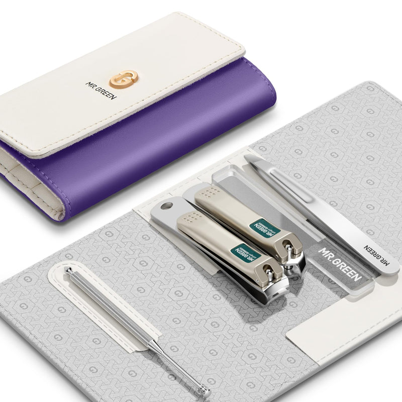 MR.GREEN Colorful Manicure Set Practical Pedicure Kits Nail Clippers Personal Care Tools Facial Hair Scissors with Fashion Case (Mr-6684 Purple) Mr-6684 Purple - BeesActive Australia