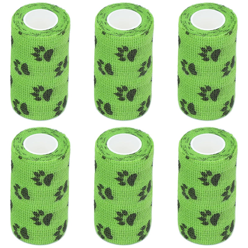 Vet Wrap, Self Adhesive Wrap, First Aid Self Adherent Warp, Self Stick Bandage for Pets Dog Legs Paws Horse Cats Wounds Healing, Disposable Dog Booties Paw Protectors, 4 Inch, 6 Rolls (Green) green 1